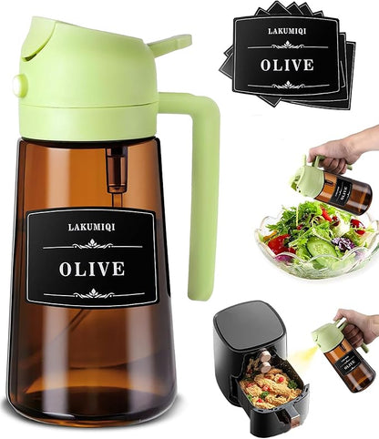 LAKUMIQI 2 in 1 Oil Sprayer for Cooking, 16oz Olive Oil Dispenser Bottle for by LAKUMIQI