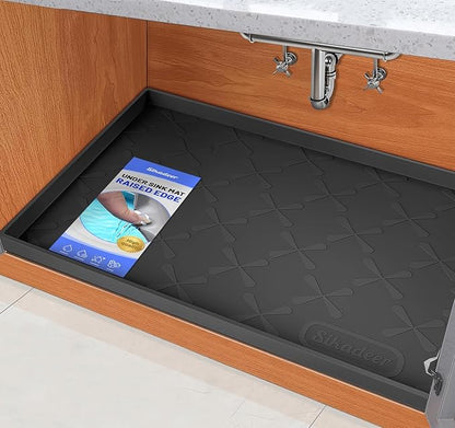 SIKADEER 28" x 22" Under Sink Mat Waterproof, Silicone Mat Kitchen Drawer Shelf by SIKADEER