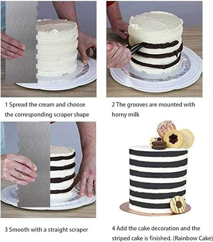 2 Pieces 8.7 Inche Stainless Steel Cake Scraper Double Sided Patterned Edge - Image 7