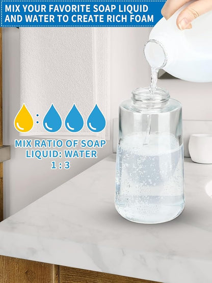 Foaming Hand Soap Dispenser Set, 16 oz Large Glass Soap Dispenser, Foam - Image 3