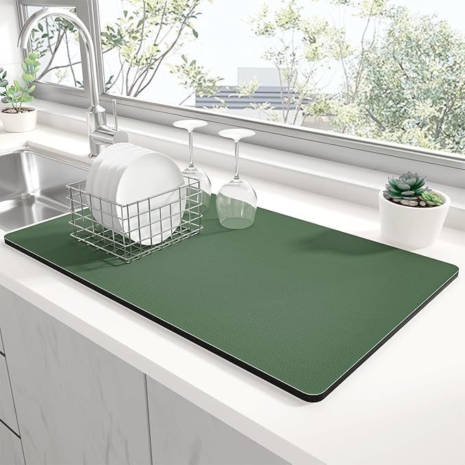 Rnivvi Dish Drying Mat for Kitchen Counter, XL 15 x 24" Super Absorbent Drainer by Rnivvi