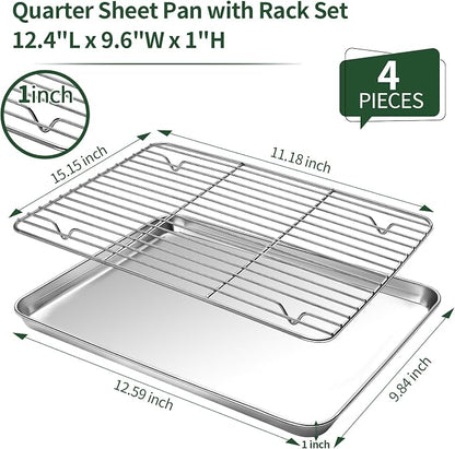 Baking Sheet with Wire Rack Set, CEKEE Stainless Steel Cookie Sheets - Image 2