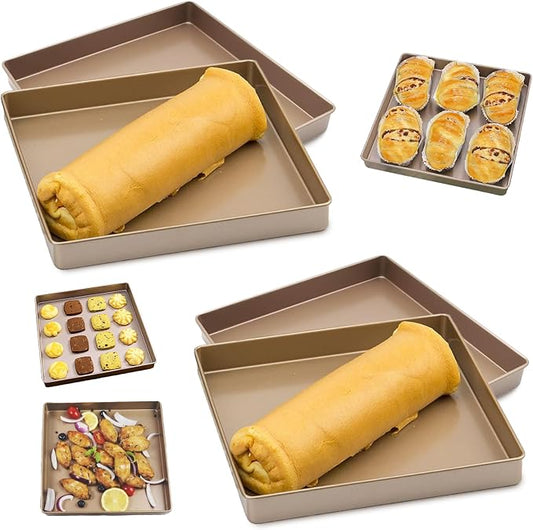4 Pack 11 Inch Square Cake Pan, Deep Size Baking Pan Nonstick Cookie Sheet by Unknown