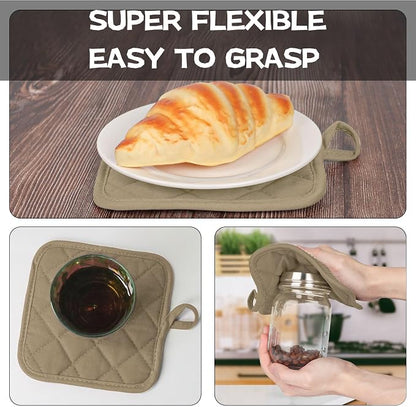 Oven Mitts and Pot Holders Set, Heat Resistant Silicone Kitchen Mini Oven - Image 6