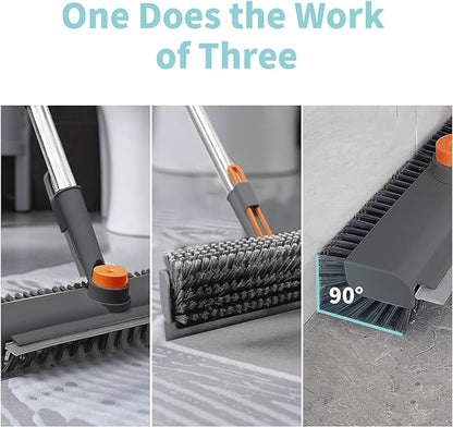 Floor Scrub Brush with Long Handle, 3 in 1 Scrape and Heavy-Duty Stiff Bristle - Image 3