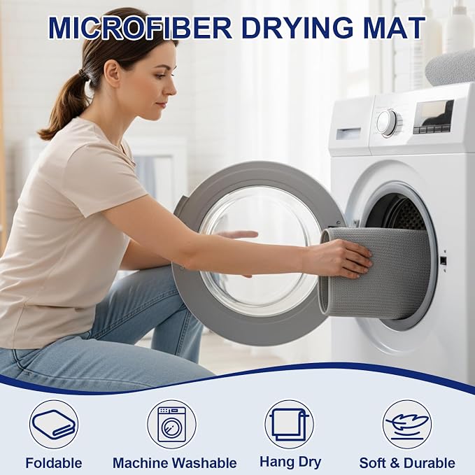 Large Dish Drying Mat 2 Pack, 23.8" x 17.3" Microfiber Ultra Absorbent - Image 5