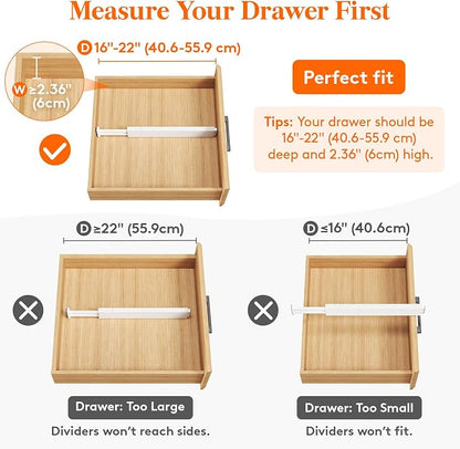 Lifewit 8 Pack 2.36" High Drawer Dividers 40-56cm/16-22 Adjustable Drawer - Image 3