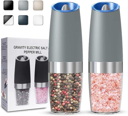 UNNEES Gravity Electric Salt and Pepper Grinder set of 2, Automatic Salt And by UNNEES