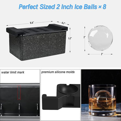 TINANA Clear Ice Ball Maker, Crystal Clear Ice Sphere Maker prepare 8 Large - Image 5