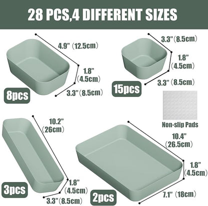 28 pcs Desk Drawer Organizer Tray, Stackable Organizer Containers - Image 2