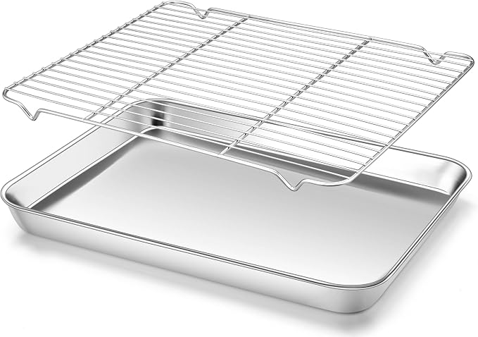 Homikit Baking Sheet with Wire Rack, Metal Baking Tray Jelly Roll Pan with by Homikit