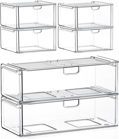 caktraie Acrylic Storage Drawers Set of 6, Plastic Organizer Bins by shoeboxesanddeskorganizers