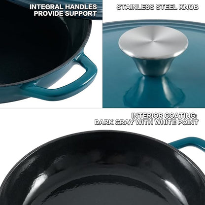 Flavehc Braiser Enameled Cast Iron Braiser 3 qt Braiser Pan - Image 4