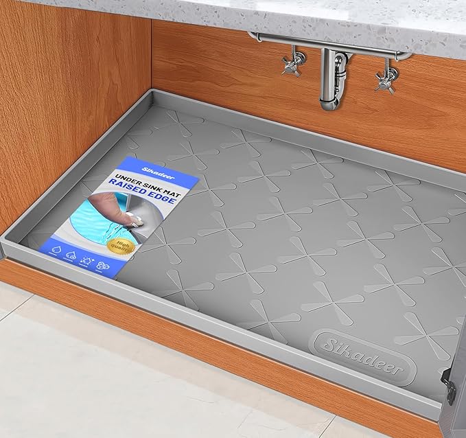 SIKADEER 40" x 19" Under Sink Mat Waterproof, Silicone Mat Kitchen Drawer Shelf by SIKADEER