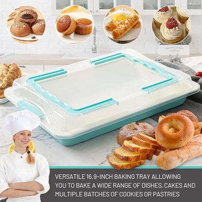 Sheet Cake Pan with Lid, Non-Stick Ceramic Coating Baking Pan, Oven Safe 450°F - Image 6