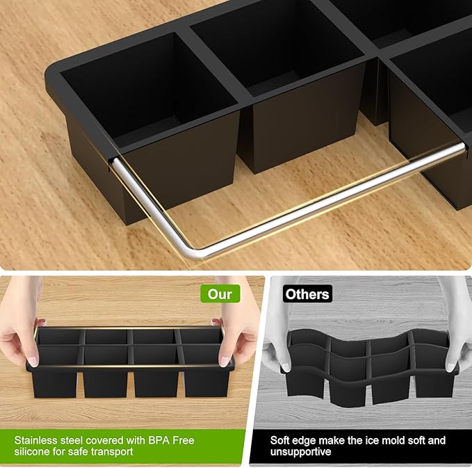 Samuelworld Large Silicone Ice Cube Tray Molds, Big 2 Inch Cubes 3 Pack- Food - Image 5