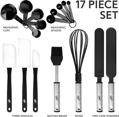 Silicone Spatula Set, 17 Piece Baking Utensils, Nylon and Stainless Steel - Image 5