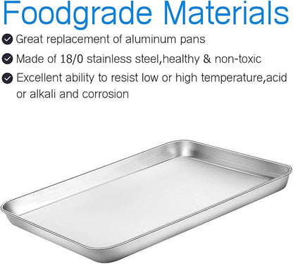 Cookie Sheet and Cooling Rack Set, 16 inch Stainless Steel Baking Pan - Image 4
