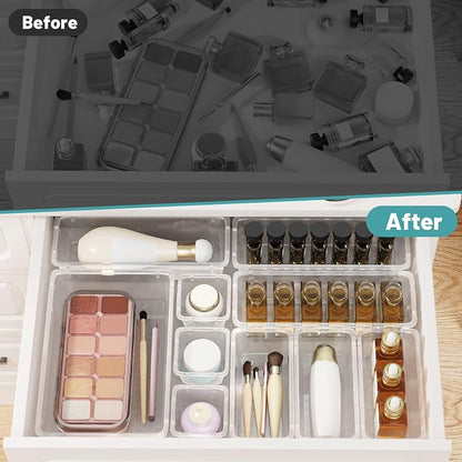 WOWBOX 8 PCS Clear Plastic Drawer Organizer Set, 4 Sizes Desk Drawer - Image 5