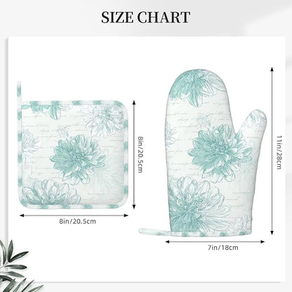 Oven Mitts and Pot Holders Dahlia Flower Pastel Vintage Silicone Kitchen - Image 3