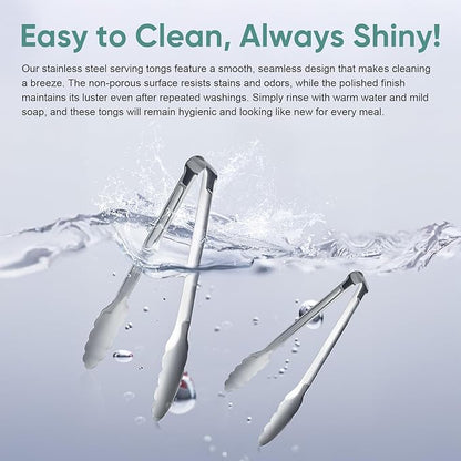 12 pieces Buffet Tongs 9'' Inches Serving Tongs Heavy Duty Stainless steel - Image 6