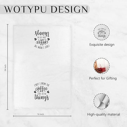 Funny Kitchen Towels, Gifts for Coffee Lovers Dish Tea Bar Towel, First I Drink - Image 6