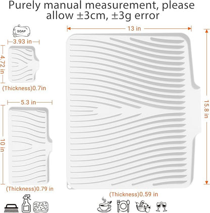 Silicone Dish Drying Mat for Kitchen Counter, Dish Drying Pad, Non-Slip Drain - Image 2
