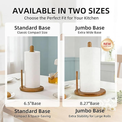Jumbo Acacia Wood Paper Towel Holder – Large 8.27" Diameter Non-Slip Base - Image 2