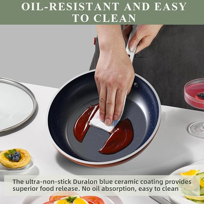 Nuwave 9pc Cookware Set Healthy Duralon Blue Ceramic Nonstick Coated, Diamond - Image 8