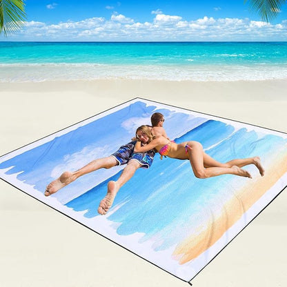 WIWIGO Beach Blanket Waterproof Sandproof Beach Mat 79" X 83"/10'x9'for 2-8 by WIWIGO