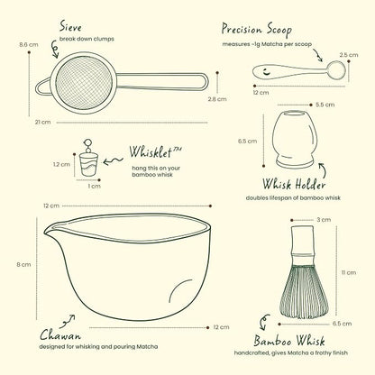 Crafti Matcha Whisk Set | Golden Hour 6-Piece Matcha Kit | Matcha Bowl - Image 2