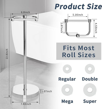 RARXTR Toilet Paper Holder Stand, Post Pivoting Design Free Standing Toilet - Image 6