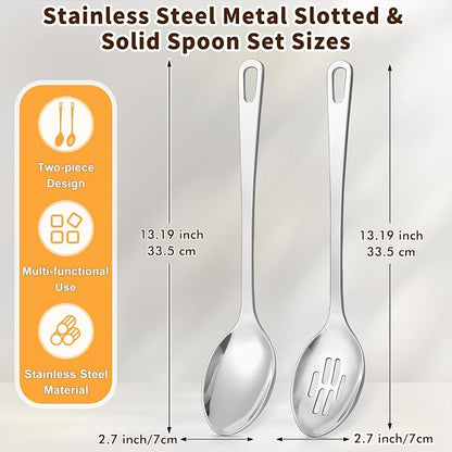 Stainless Steel Cooking Spoon, Slotted Metal Serving Spoon, Heavy Duty Sturdy - Image 5