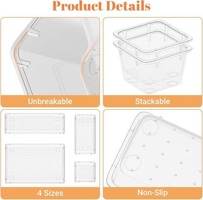 SpaceHacks 15 PCS Clear Plastic Drawer Organizer Set, 4-Size Acrylic Drawer - Image 4