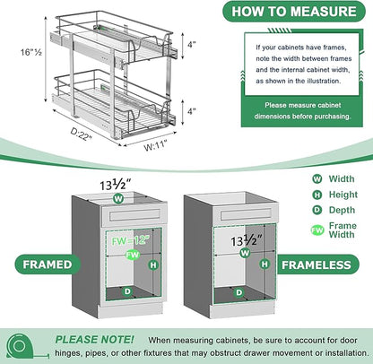 2-Tier Pull Out Cabinet Organizer, Soft Close Cabinet Slide Out Shelves - Image 3