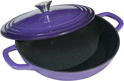 Flavehc Braiser Enameled Cast Iron Braiser 3 qt Braiser Pan - Image 2