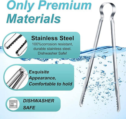 Chengu 3 Pieces 8.7 Inch, 11.7inch Kitchen Tongs Set Stainless Steel Tongs - Image 3