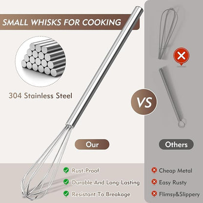 10 Inch Mini Whisk, 304 Anti-Rust Stainless Steel Small Whisks - Image 3