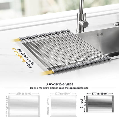 Tomorotec 17.7" x 12.5" Roll Up Dish Drying Rack Over Sink Drying Rack Sink - Image 4