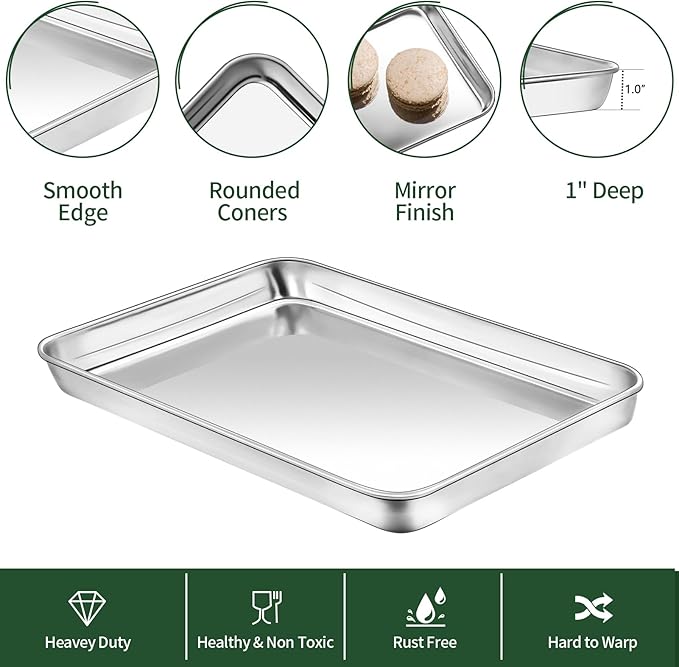 Baking Sheet with Wire Rack Set, CEKEE Stainless Steel Cookie Sheets - Image 3