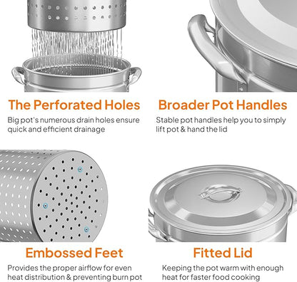 ROVSUN 82-Quart Stainless Steel Turkey Fryer & Seafood Boil Pot - Image 3