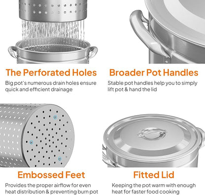 ROVSUN 50-Quart Stainless Steel Turkey Fryer & Seafood Boil Pot - Image 3