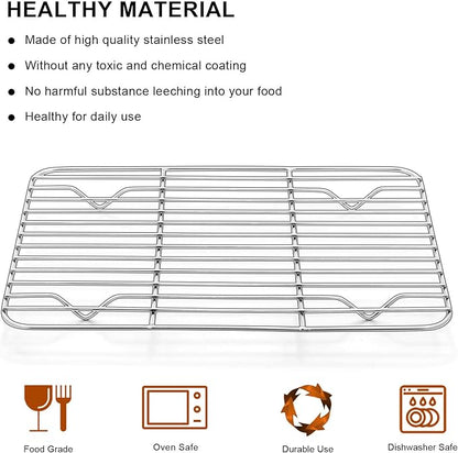 E-far Baking Cooling Rack Set of 2, Stainless Steel Metal Roasting Cooking Racks - Image 4