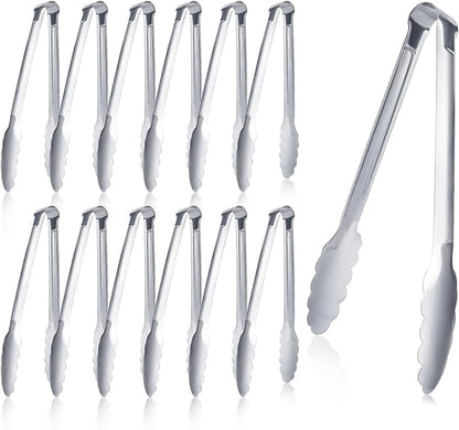 12 pieces Buffet Tongs 9'' Inches Serving Tongs Heavy Duty Stainless steel by XEVOM