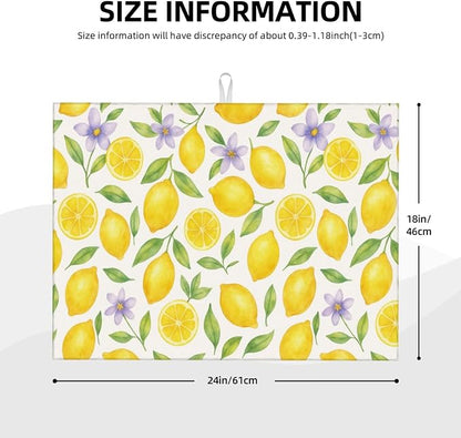 Lemon Dish Drying Mats for Kitchen Counter, Large 18"x24" Dish Mats for Drying - Image 3