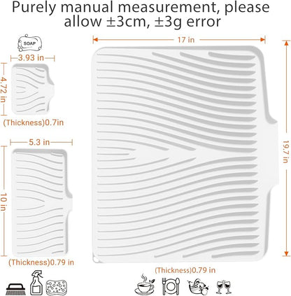 Silicone Dish Drying Mat for Kitchen Counter, Dish Drying Pad, Non-Slip Drain - Image 2