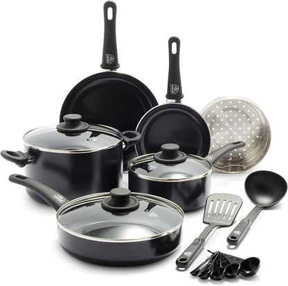 GreenLife Soft Grip Healthy Ceramic Nonstick 12 Piece Kitchen Cookware Pots and by GreenLife
