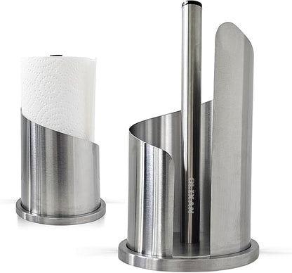 Stainless Steel Paper Towel Holder Countertop, Modern Spiral Cover Design by OLIXAN