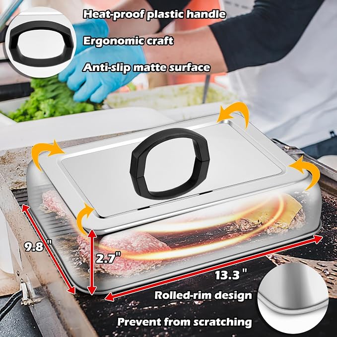 Rectangular Melting Dome 2Pcs, HaSteeL 13.3 X 9.8In Stainless Steel Bating - Image 3
