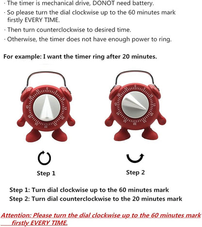 Kitchen Timer, 60 Minutes Countdown Cooking Teaching Egg Potty Training Wind Up - Image 6